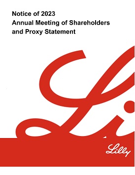 The front cover of Lilly's 2023 Proxy Statement